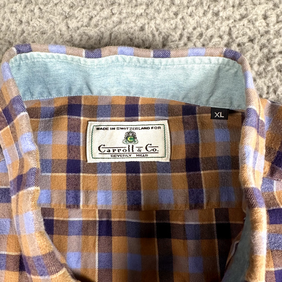 Bruli Carroll & Co Beverly‎ Hills Shirt Men's XL Plaid Flannel Swiss Made - Picture 4 of 10